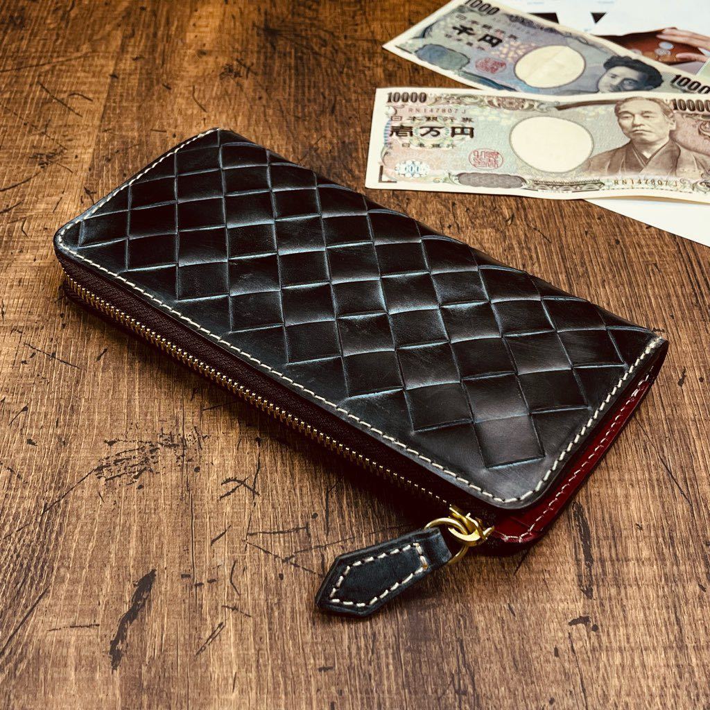 L字ラウンドジップ ブライドルレザー イントレチャート メンズ 財布 長財布 安い，定番人気 一点限り L字ラウンドジップ ブライドルレザー 極太