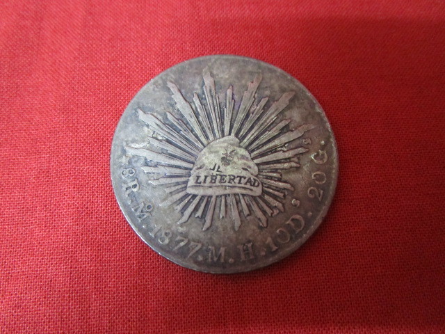 1894年- Mo AMメキシコ 8レアル 自由の帽子大型銀貨 荘印あり メキシコ 8レアル 自由の帽子大型銀貨 荘印あり | MMメキシコ 1877年-