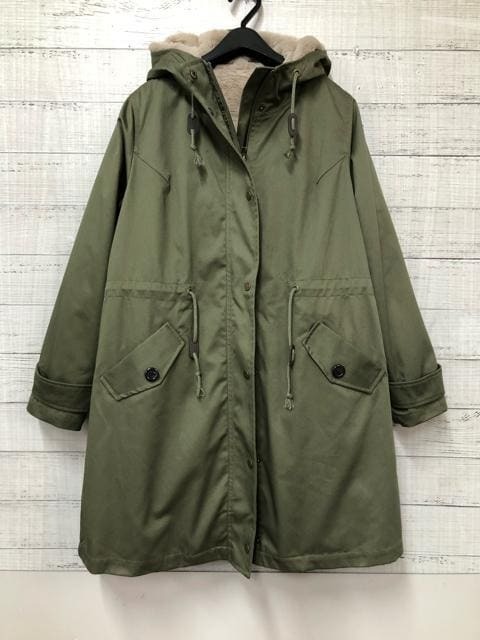 新品☆LL♪カーキ系♪わけあり!内ボアライナー付きモッズコート♪2WAY☆e213