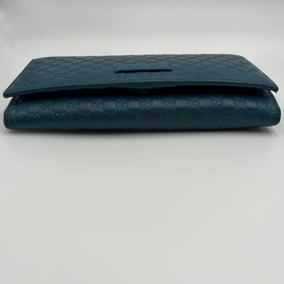 1円《箱付き・稀少カラー・美品》GUCCI グッチ 長財布 GG マイクロシマ 二つ折り財布 メンズ レディース レザー ターコイズブルー GUCCI グッチ 0 glamb [1]ほぼ新品 即決