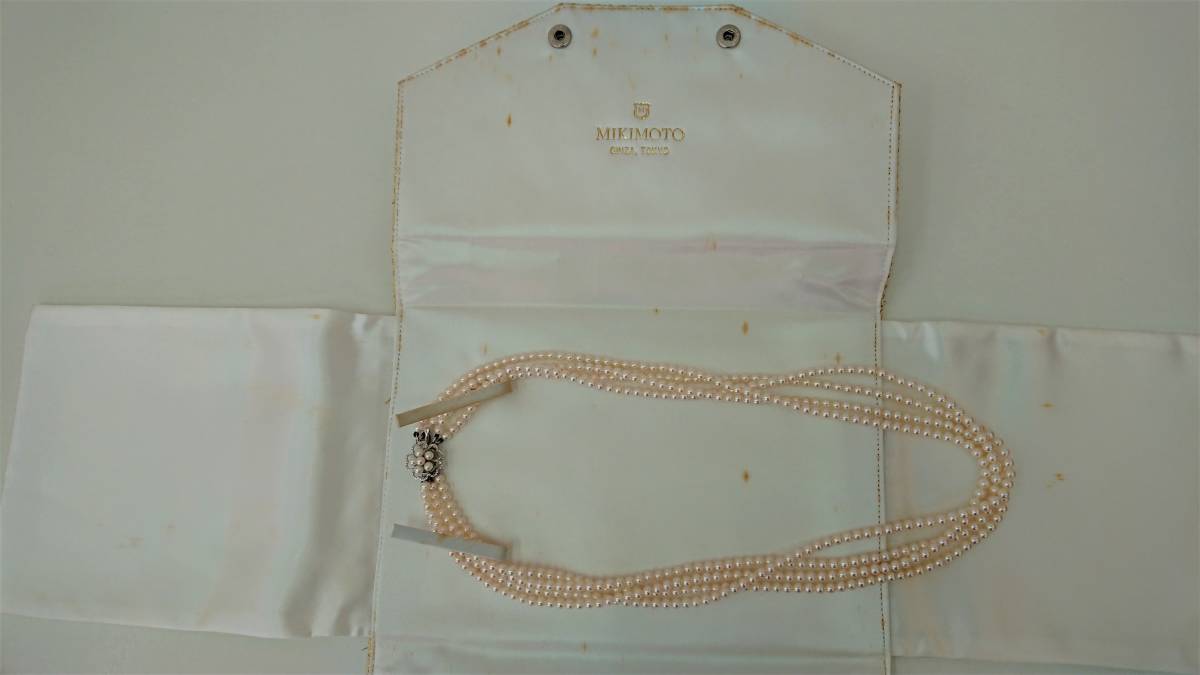 MIKIMOTO ミキモト 真珠 ネックレス WG K14刻印 4連 パールネックレス 