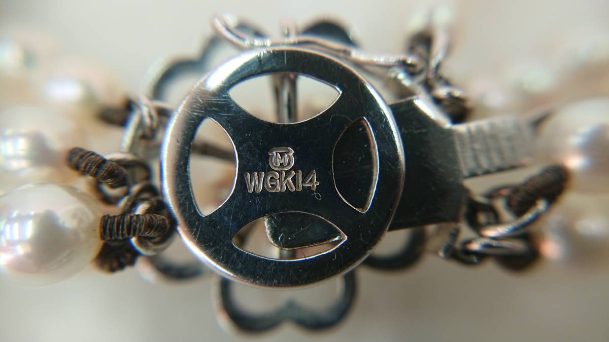 MIKIMOTO ミキモト 真珠 ネックレス WG K14刻印 4連 パールネックレス 