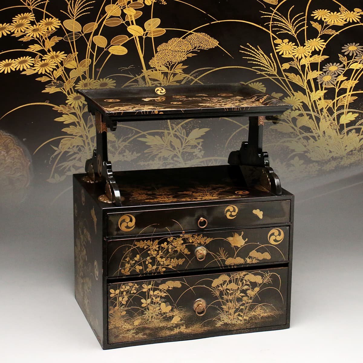 7＃I/X2194 川瀬表完造 宗旦好丸一閑手付莨盆 京漆器 共箱 茶道具