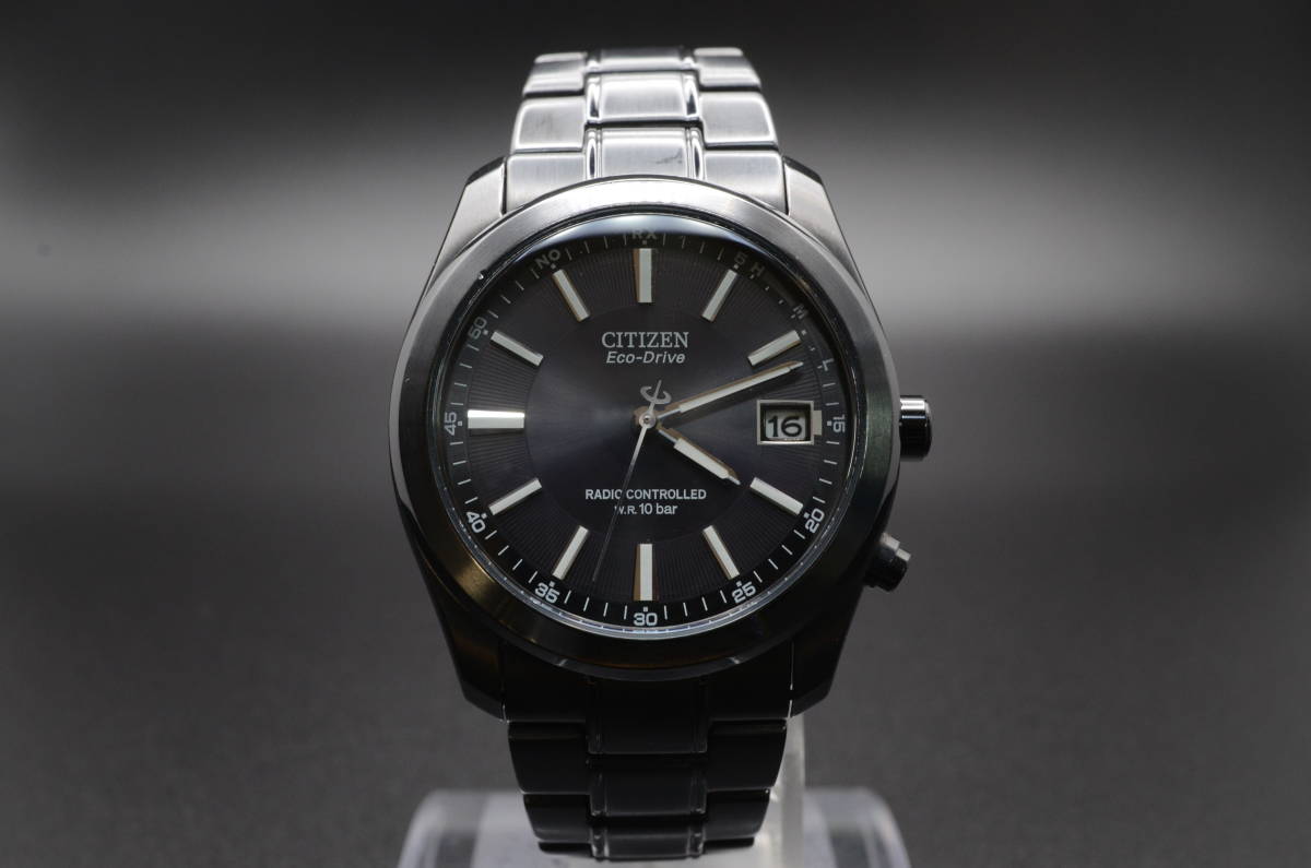 【中古】 CITIZEN (シチズン) Eco-Drive (エコドライブ) H416-S053871 デイト メンズ ソーラー 電波 腕時計 現状品 (k-0236)
