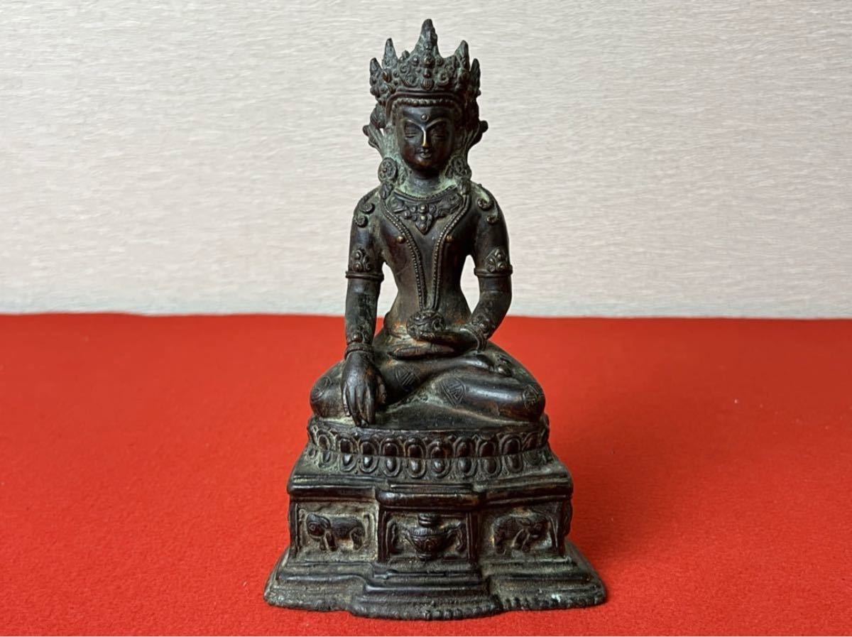 旧家蔵出品 初出買取品 中国美術 仏教美術 古銅観音菩薩座像 中国古玩