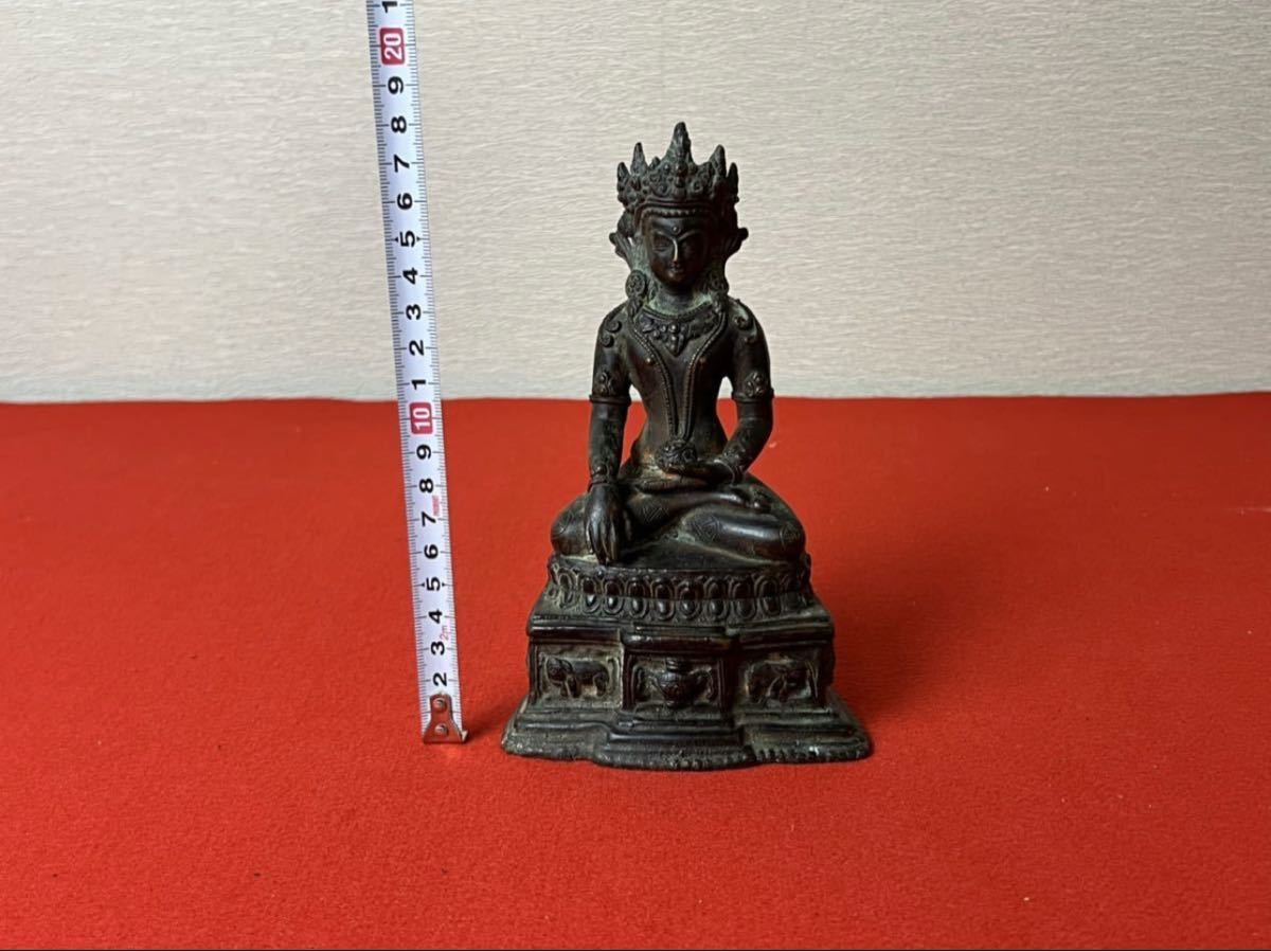 旧家蔵出品 初出買取品 中国美術 仏教美術 古銅観音菩薩座像 中国古玩