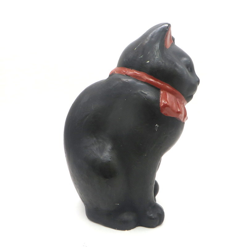 縁起物 ハニベ焼 黒猫 招き猫 置物 左手上げ レトロ ヴィンテージ 招福 