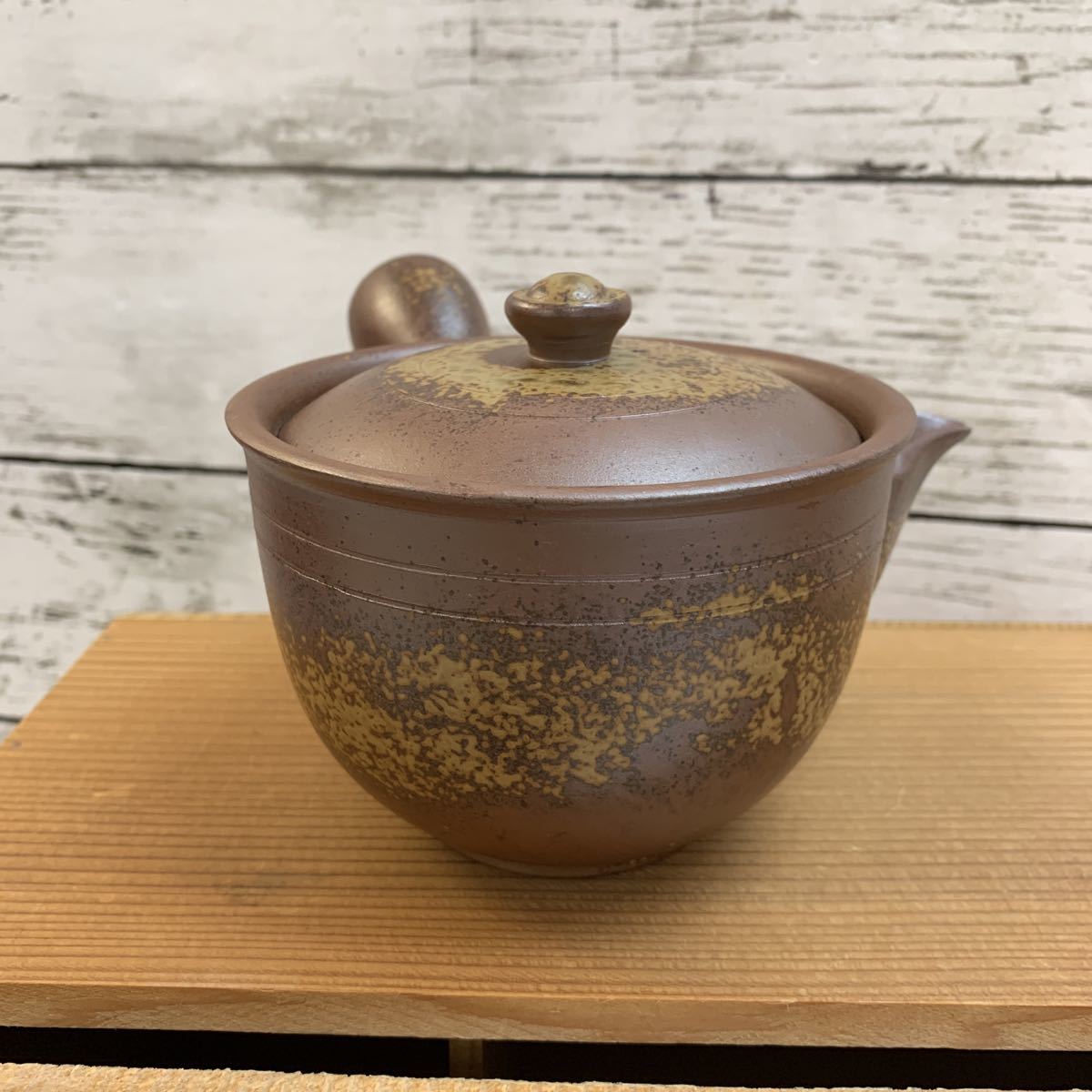 長期保管品】備前焼 陶峰 木村陶峰 番茶器揃 横手急須 煎茶碗 共箱 