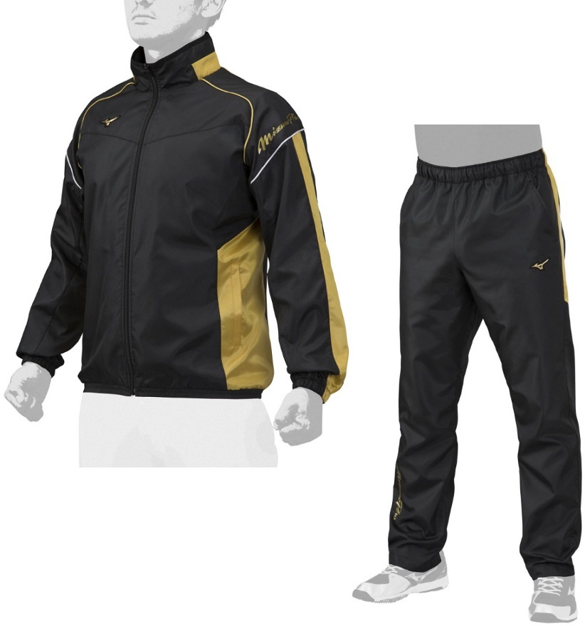 ミズノプロ2022後期*限定★ウィンドブレーカージャケット＆パンツ*12JE2W72&12JF2W72 09.ブラック Size:Ｌ★25%OFF!