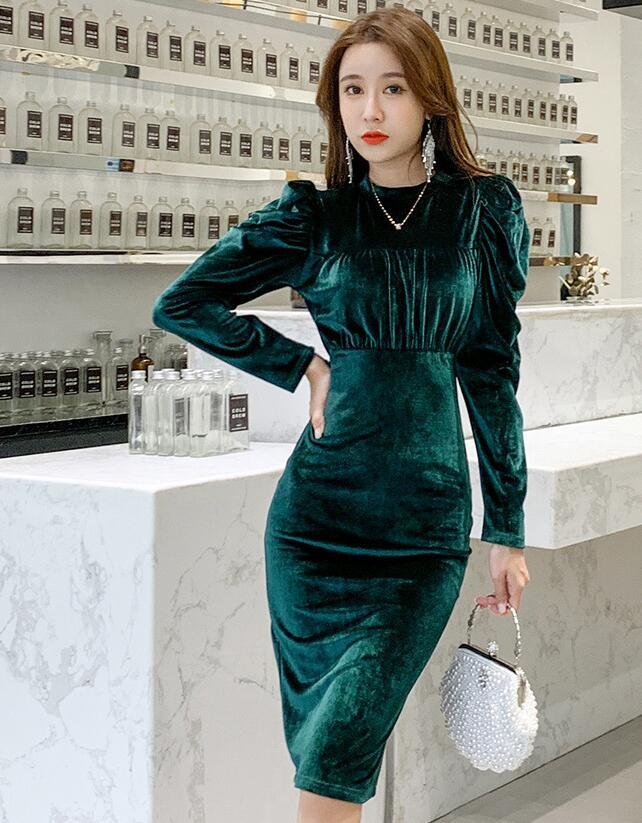 人気定番，最新作 568 ワンピースladiesレディース 美スタイル 秋冬 長袖 膝丈 green(ワンピース)｜売買されたオークション情報、yahooの商品情報をアーカイブ公開 - オークファン ワンピース