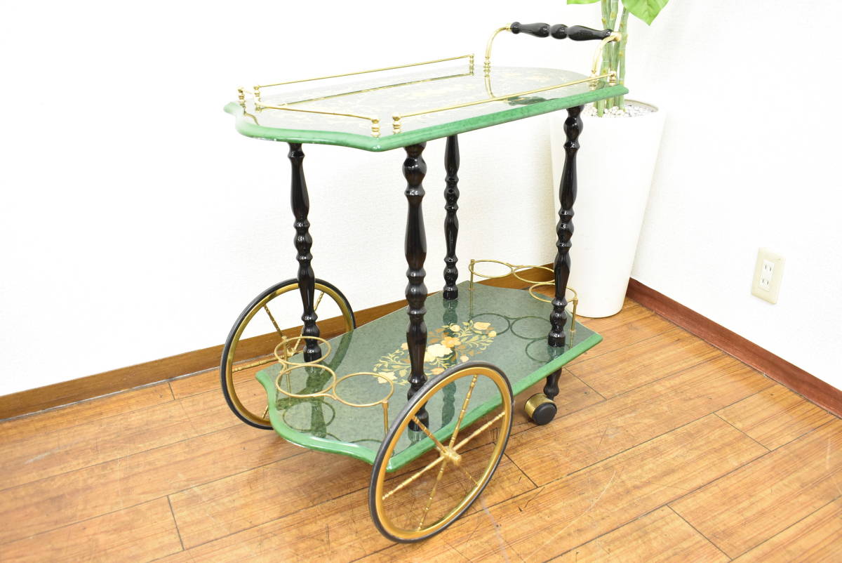 引取可/福岡市博多区】イタリア製 サービスワゴン 象嵌細工 キッチン 