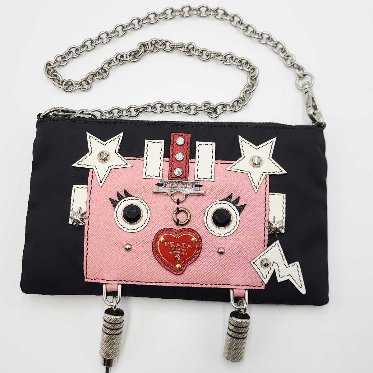美品 PRADA プラダ アクセサリーポーチ チェーン ショルダーバッグ 
