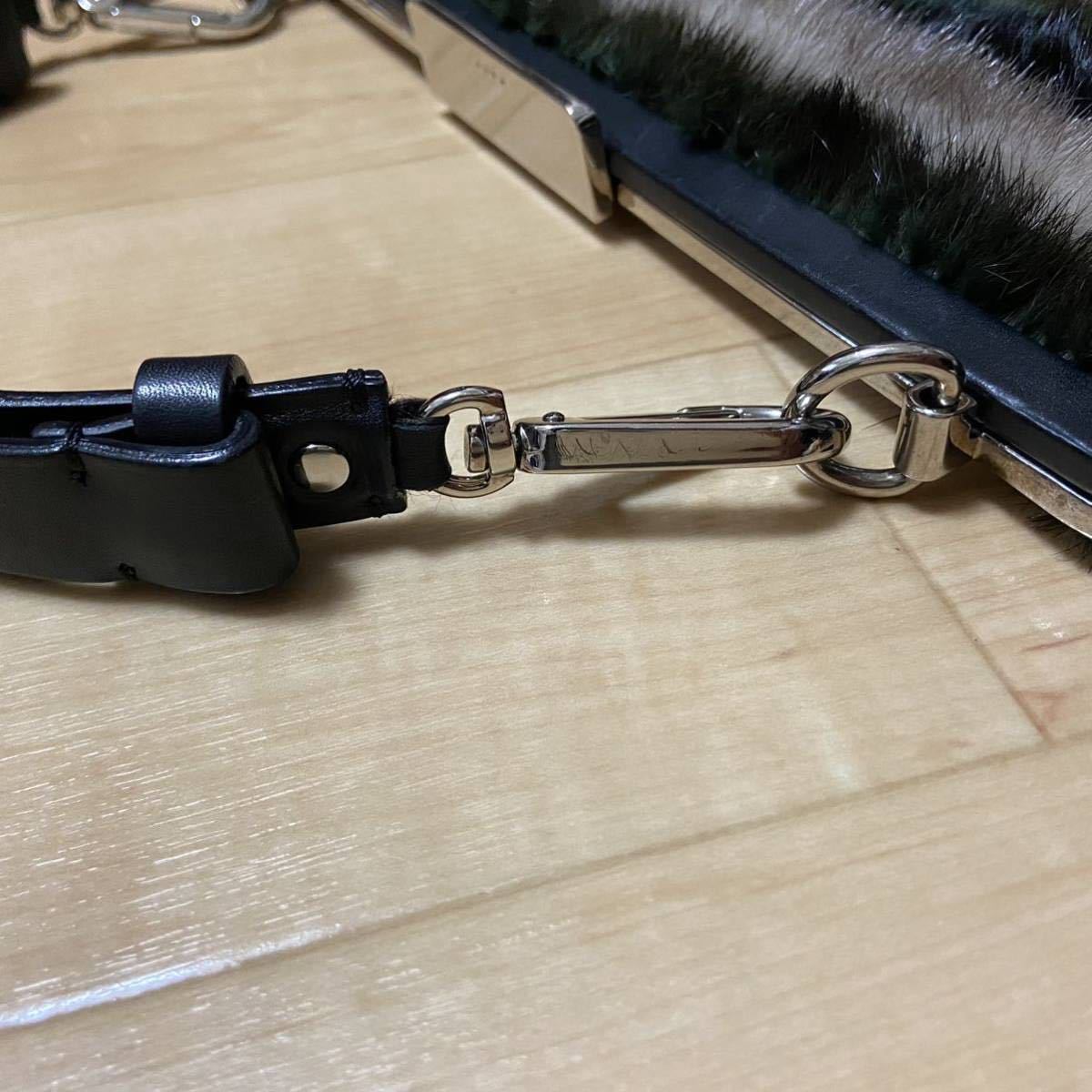 ☆美品☆ MARNI マルニ ミンクファーボーダーバッグ がま口 ショルダー 