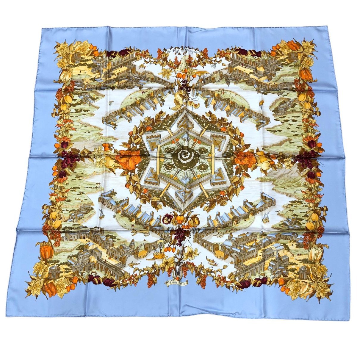 Hermes カレ90 シルク スカーフ super silk quest スーパーシルククエスト ブルー (207450
