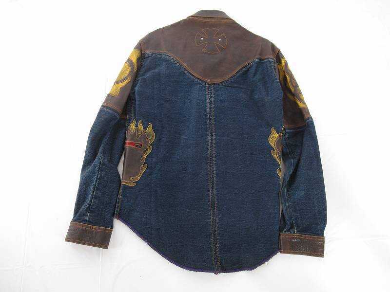 ◇ SKKIN U.S.A デニム×レザー メンズ ジャケット L BV317 SKKIN USA ◇ 90年代レザー×デニムシャツジャケット レザーの値段と価格推移は？｜27件の売買データからSKKIN Gem