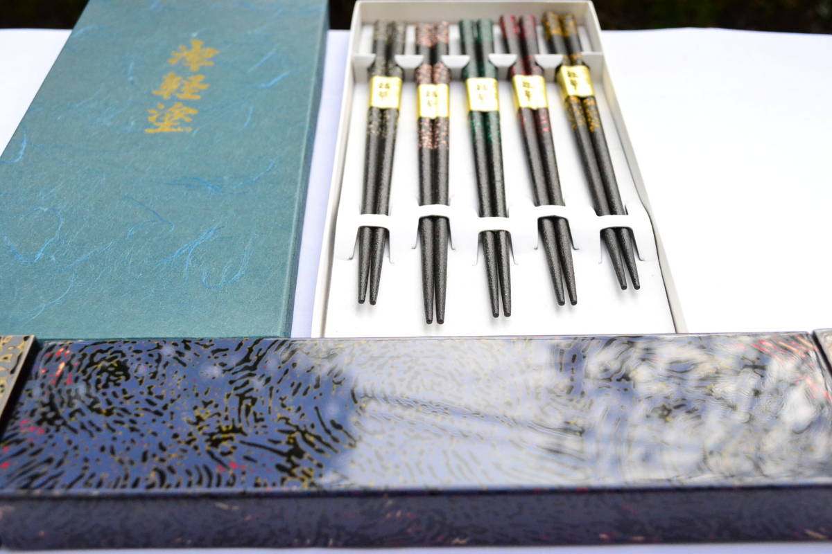 津軽塗 お箸セット 箸箱 木製漆塗 伝統工芸品 未使用 幅26.5