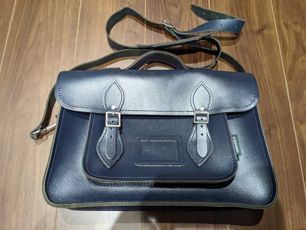 ザッチェルズ Zatchels サッチェルバッグ 14.5インチ ネイビー 【公式 