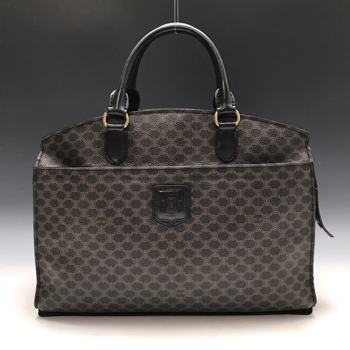 美品】CELINE セリーヌ ハンドバッグ トートバッグ マカダム柄 茶系 