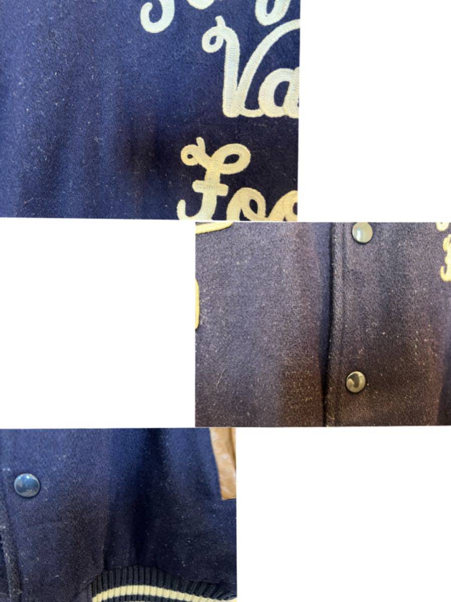 FRANKLIN MARSHALL フランクリンマーシャル　袖ラムレザーウールスタジャンXL 紺×茶☆袖羊革 チェーンステッチ　ワッペン　カレッジ FRANKLIN フランクリンマーシャル MARSHALL franklin&amp;marshall [240001737425] ラッピング