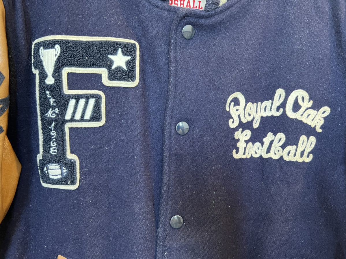 FRANKLIN MARSHALL フランクリンマーシャル　袖ラムレザーウールスタジャンXL 紺×茶☆袖羊革 チェーンステッチ　ワッペン　カレッジ FRANKLIN フランクリンマーシャル MARSHALL franklin&amp;marshall [240001737425] ラッピング