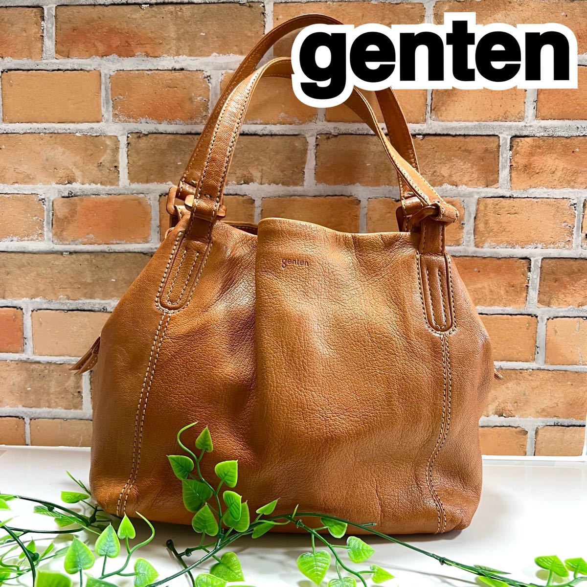 genten ゲンテン バッグ ゴートヌメ トートバッグ ネイビー 