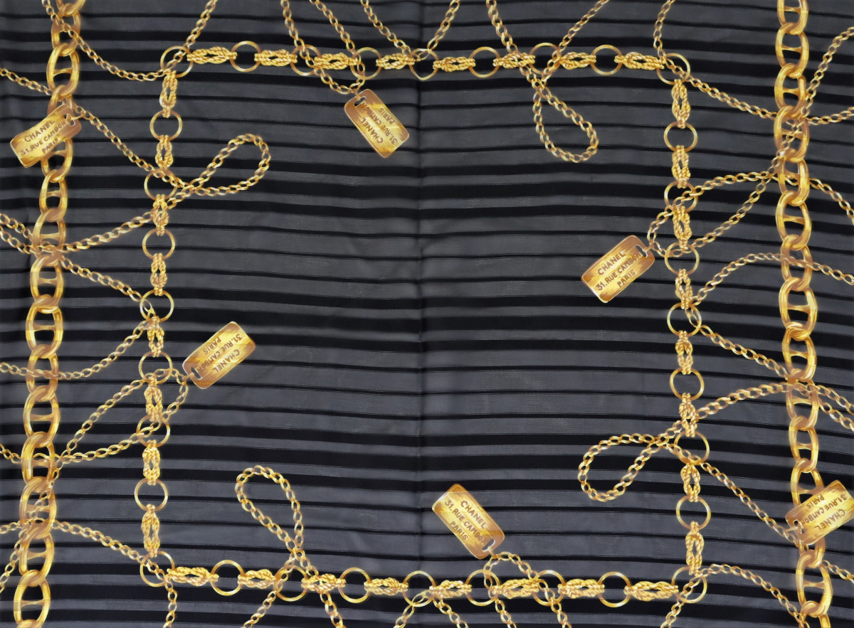 CHANEL 31.RUE CAMBON PARIS シャネル チェーン ストライプ柄 スカーフ