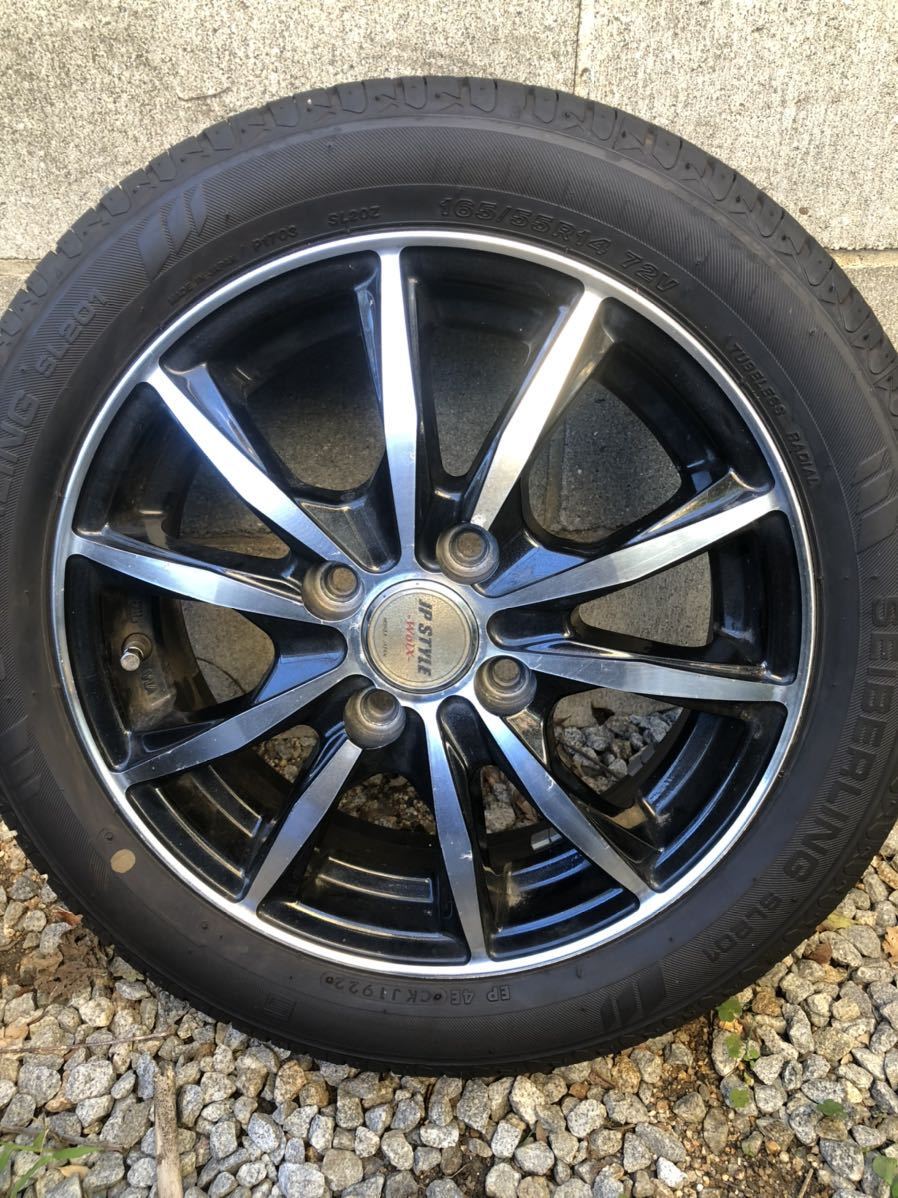 【即決送料無料】中古タイヤ4本セット　165/55R14 SEIBERLING 社外ホイール　JP STYLE 山有り　