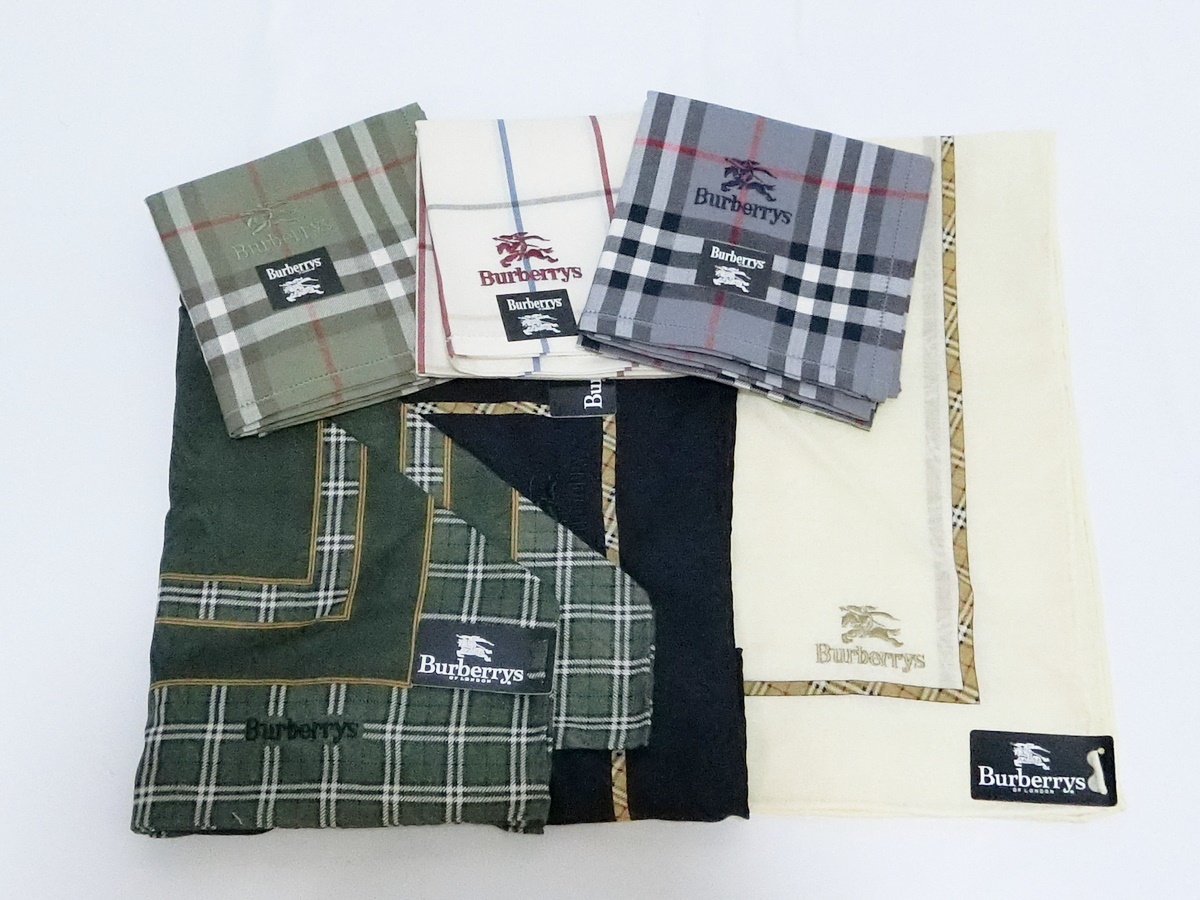 未使用 BURBERRY バーバリー チェック柄 メンズ ハンカチ 6枚セット