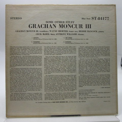US盤/New York USA/VAN GELDER/耳なし】Grachan Moncur III「Some