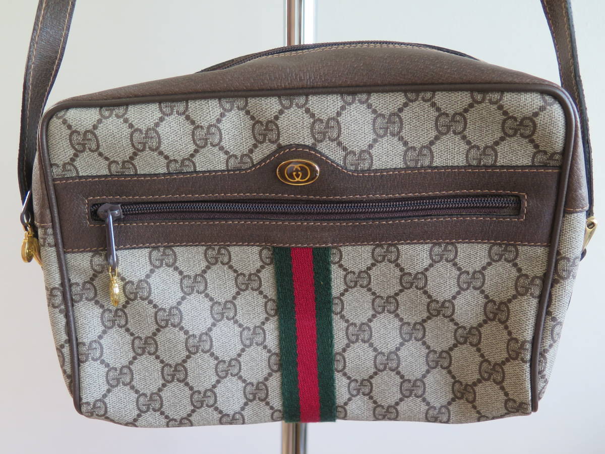 人気SALE，限定セール GUCCI グッチ ショルダーバッグ/シェリーライン GG柄&times;レザー バッグ(オールドグッチ)｜売買されたオークション情報、yahooの商品情報をアーカイブ公開 - オークファン かばん、バッグ