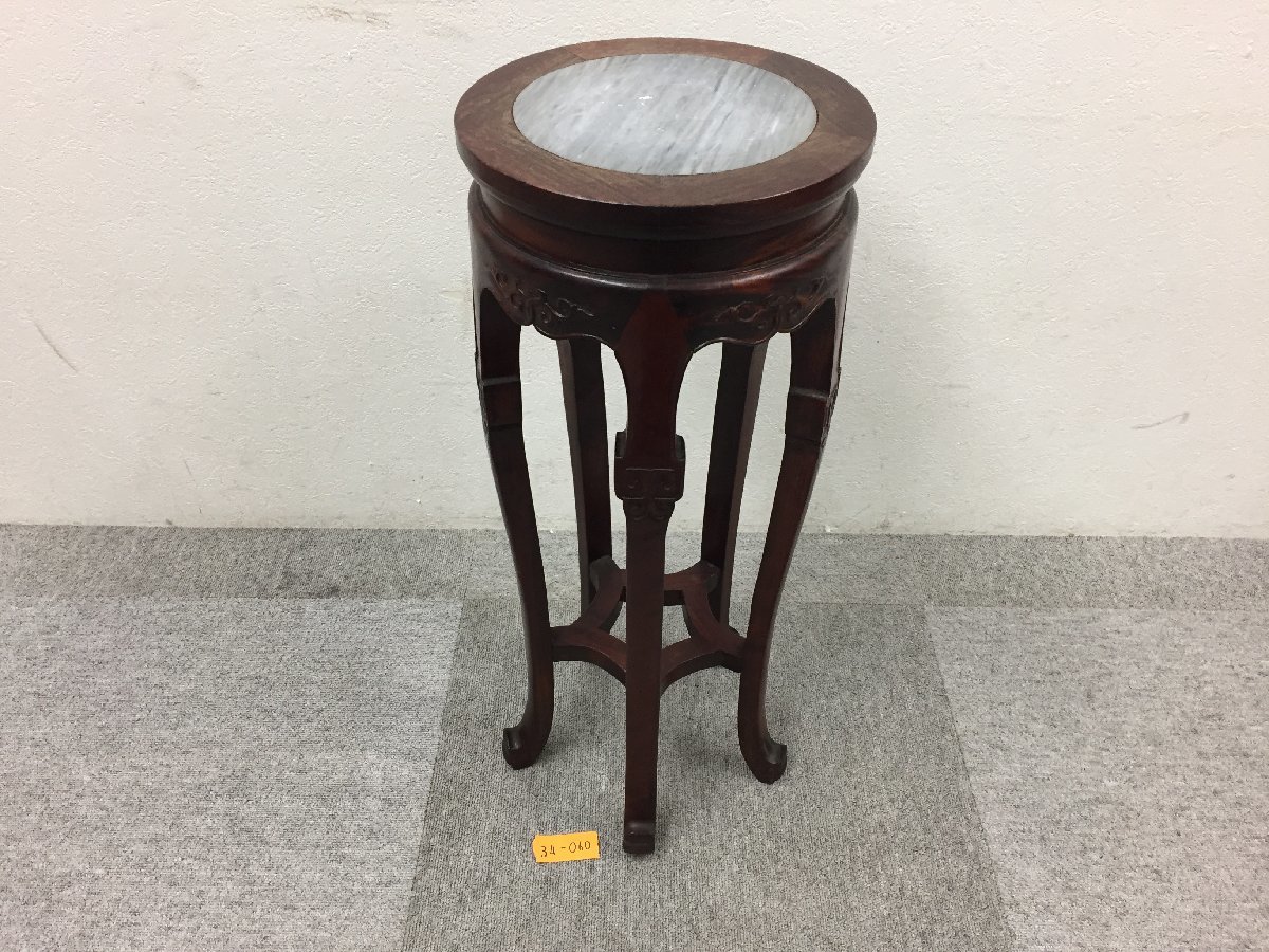 未使用品】アンティーク調 花台 木製 イギリス 丸テーブル 未使用品