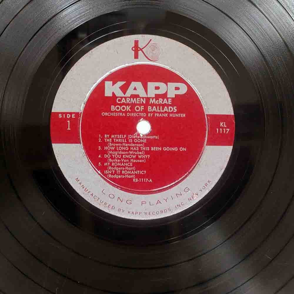 米 ジャンク オリジナル CARMEN MCRAE/BOOK OF BALLADS/KAPP KL-1117