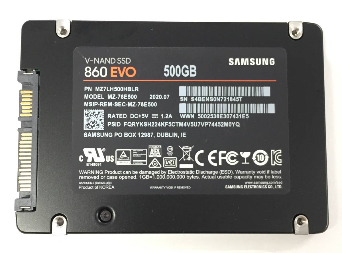 Z4110730 SAMSUNG SATA 2.5インチ 500GB SSD 1点【中古動作品】 SATA 0