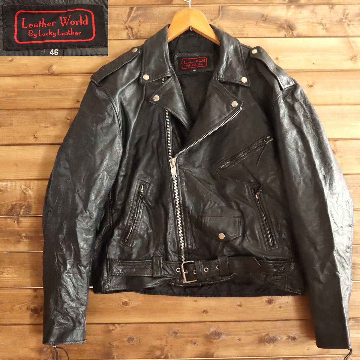 ♪7/s3.3 本革 Leather World By Lucky Leather ダブルライダース 
