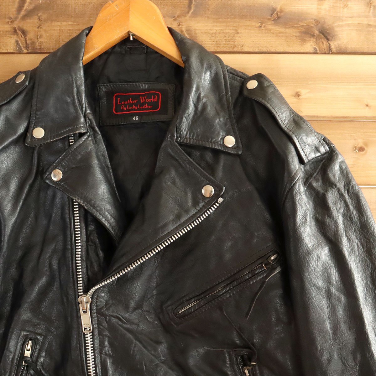 ♪7/s3.3 本革 Leather World By Lucky Leather ダブルライダース 