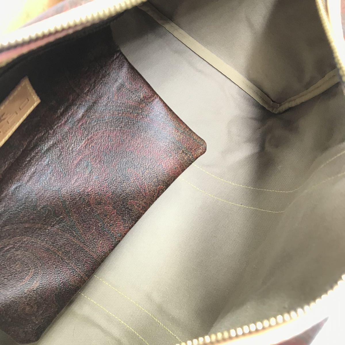 エトロ】本物 ETRO ボストンバッグ ペイズリー柄 鍵 南京錠 ネームタグ