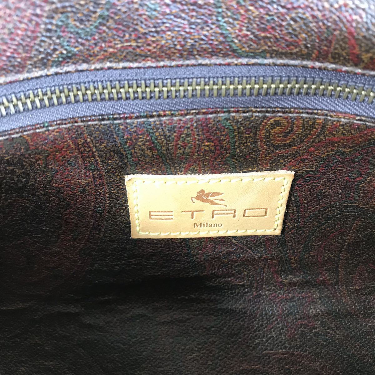 エトロ】本物 ETRO ボストンバッグ ペイズリー柄 鍵 南京錠 ネームタグ