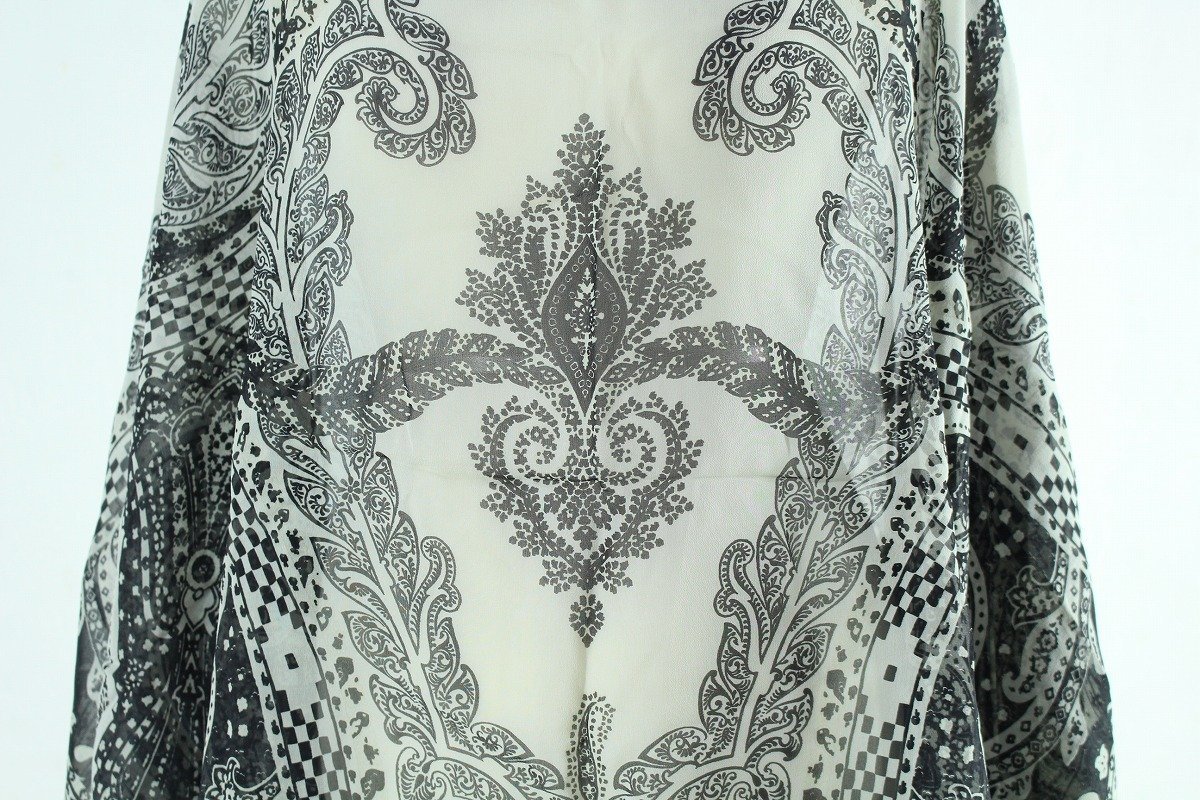 ETRO エトロ ポンチョ ケープ ショール 白 黒 モノトーン ペイズリー