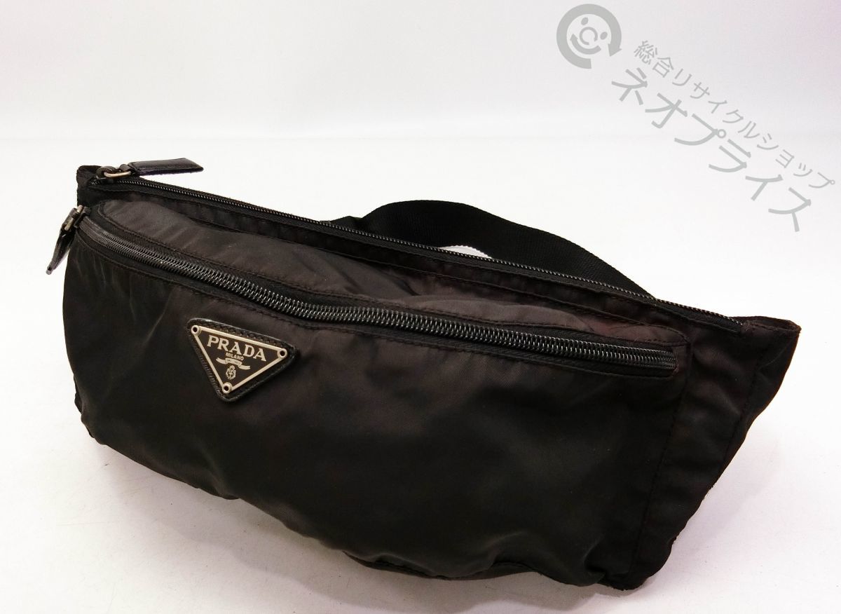 ◇N2339 PRADA プラダ ロゴプレート ナイロン ウエスト ポーチ バッグ 