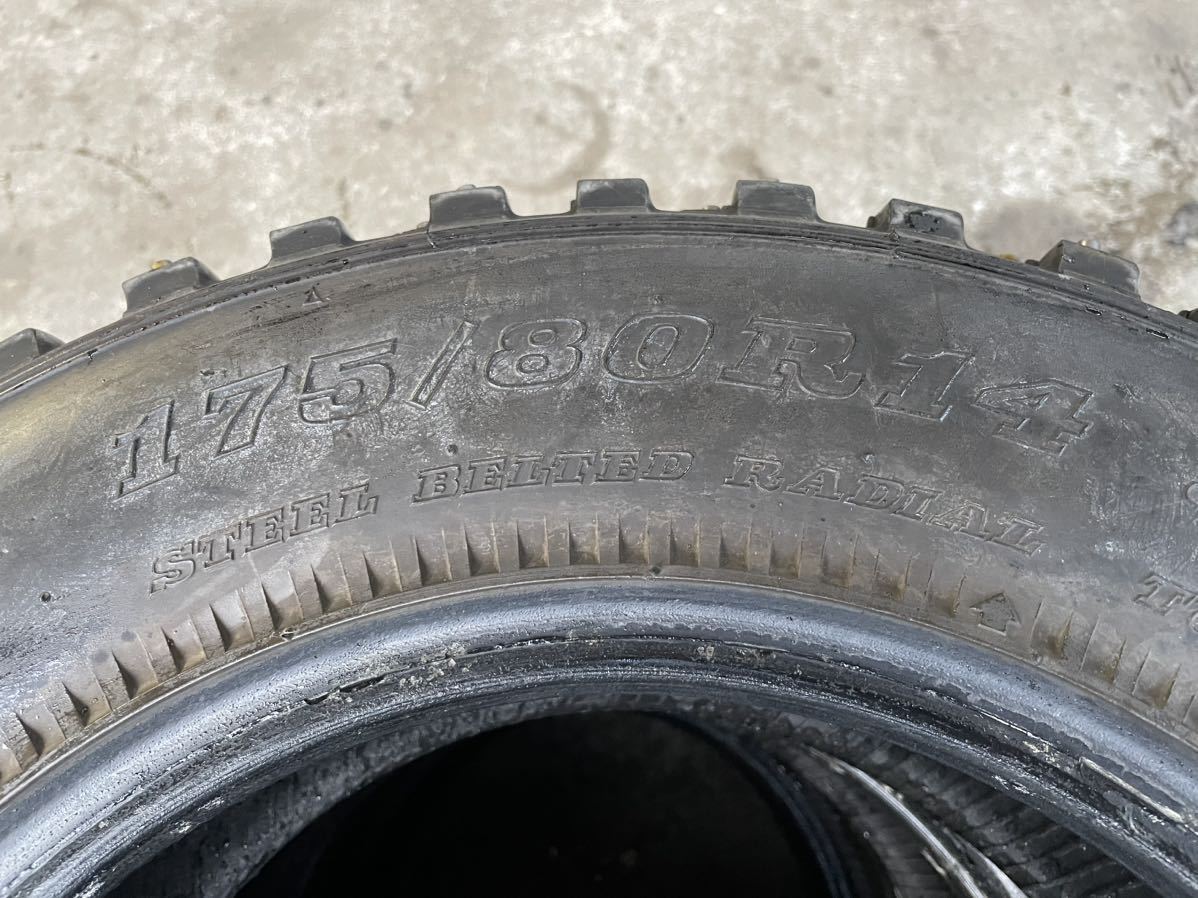 ダンロップ 51-R 175/80R14 スパイクタイヤ 4本 カップピン フルピン  