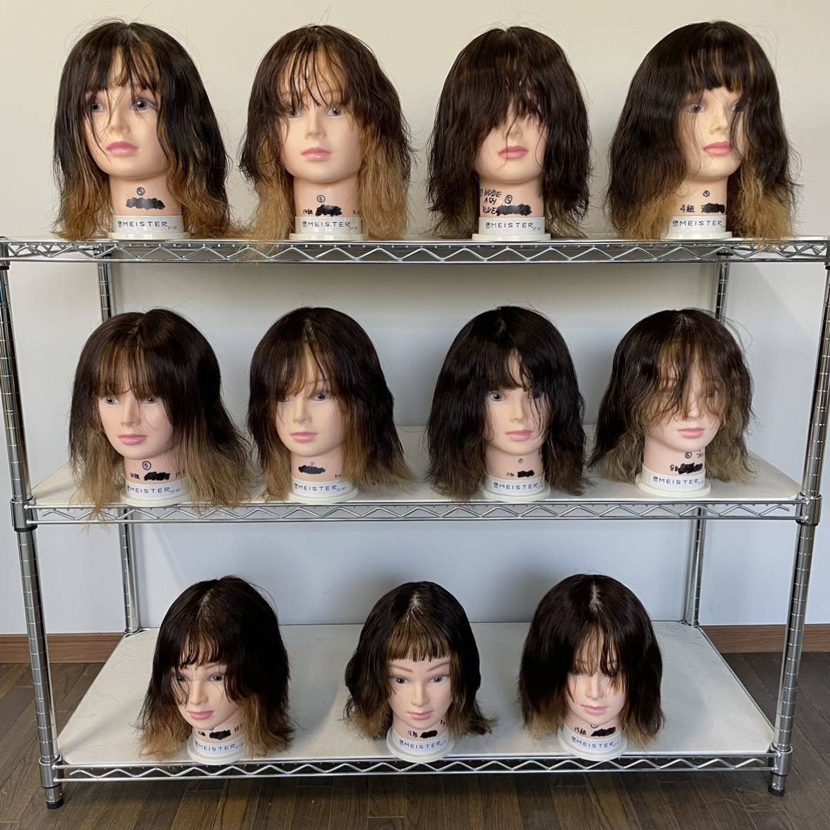 美容師国家試験　8体セット 新品3体中古5体 カットウィッグ カットマネキン 美容師国家試験 8体セット 新品3体中古5体 カットウィッグ カット