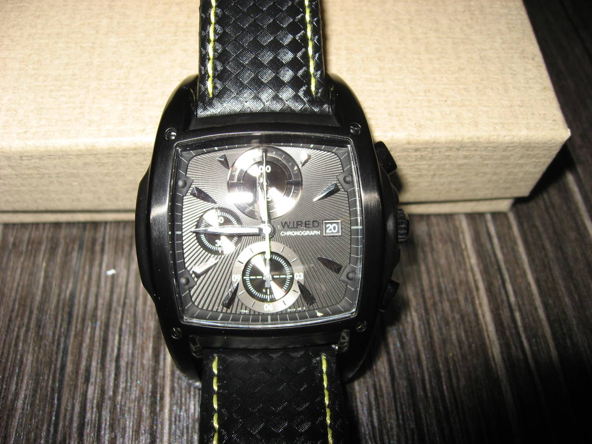 美品☆セイコー SEIKO ワイアード WIRED 角形クロノグラフ腕時計 