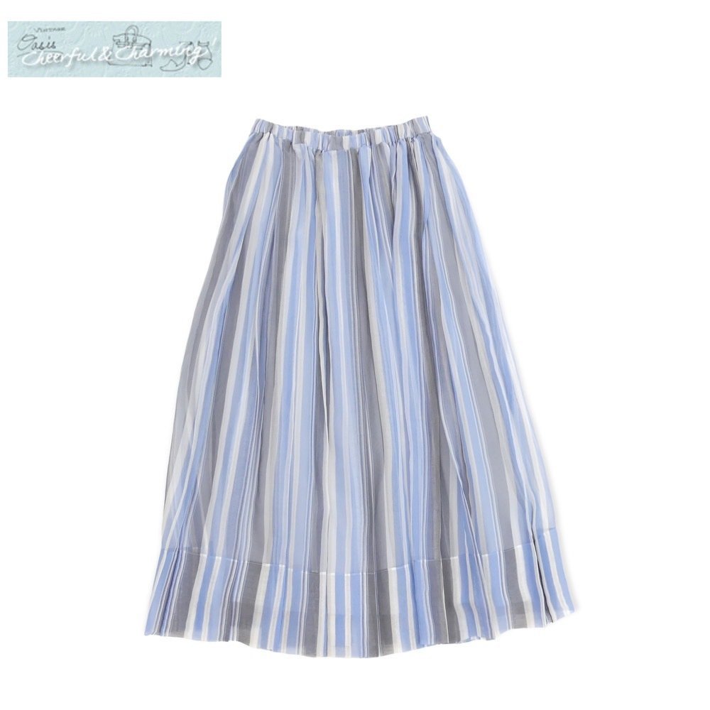 ebure エブール シルクストライプウエストゴムシアースカート 36  