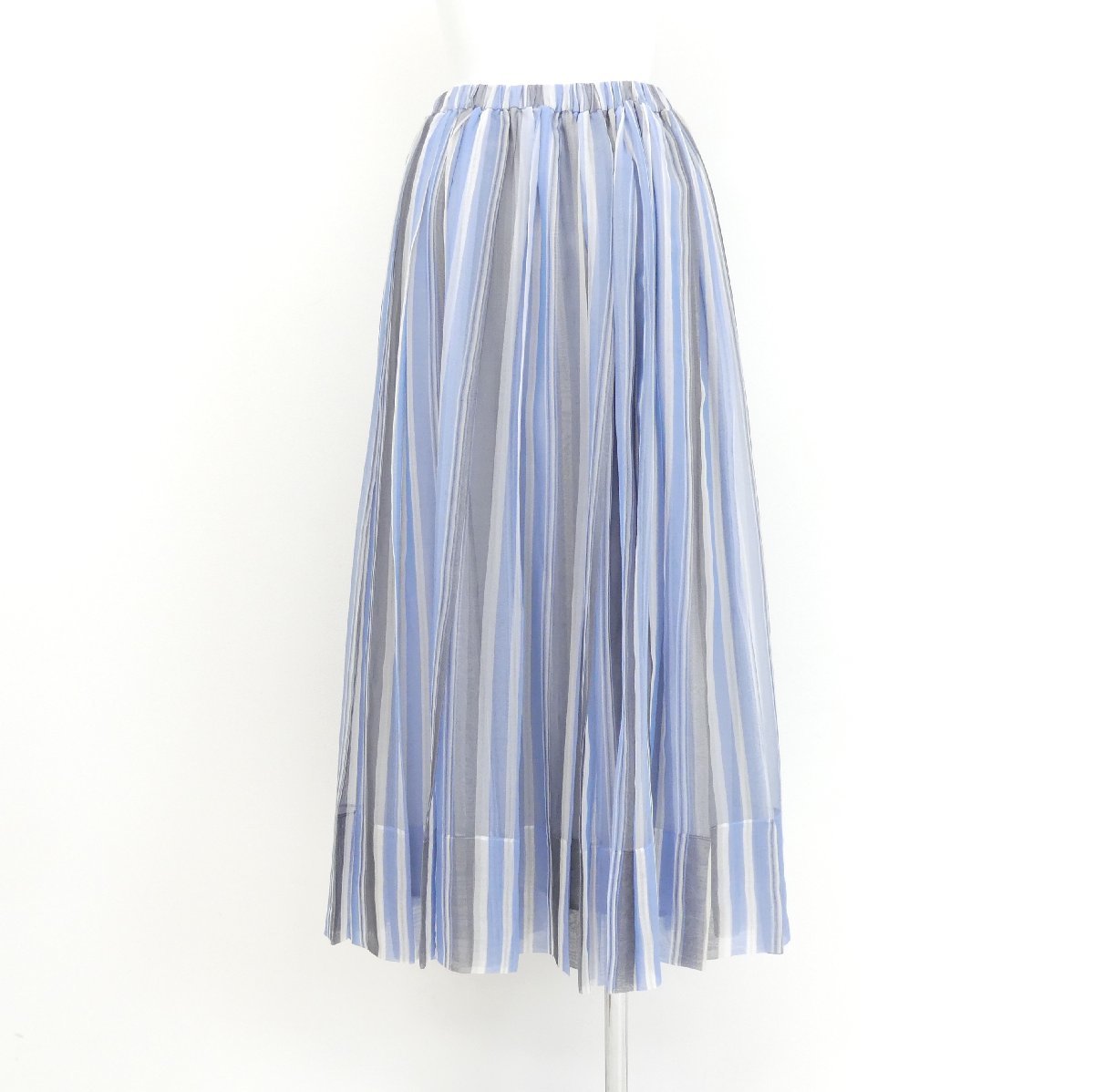 ebure エブール シルクストライプウエストゴムシアースカート 36  