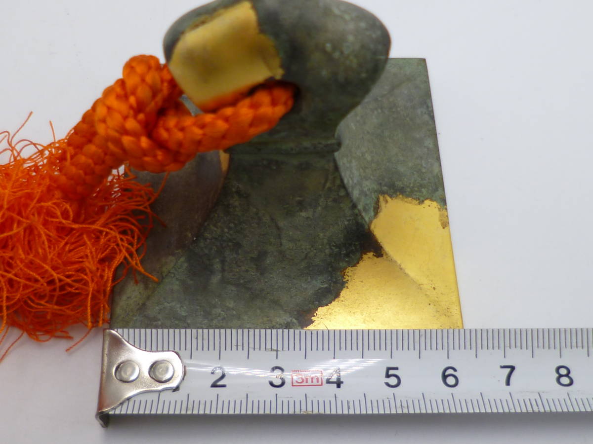 文鎮 平安蔵六造 塗金銅書鎮 鶏頭紐印式 共箱 文鎮