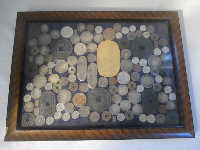 TA6899 額装古銭/絵銭/近代貨幣/色々大量/本物 参考品/約100点(その他)