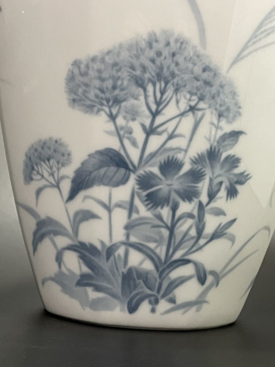 大倉陶園 呉須 蜻蛉秋草花 面取 大型花瓶