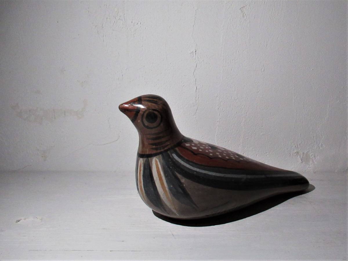 tsu158】Vintage メキシカン Folk Art・トナラ焼 『ハト』 ☆置物