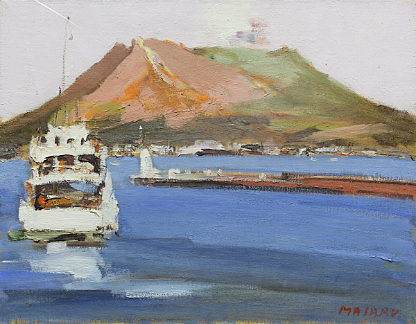 桜島【油彩画】直筆サインあり