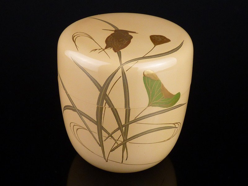 中村宗悦 芦鷺蒔絵 中棗 棗 茶道具 茶器